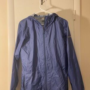 Columbia Women's Blue Hooded Packable Windbreaker